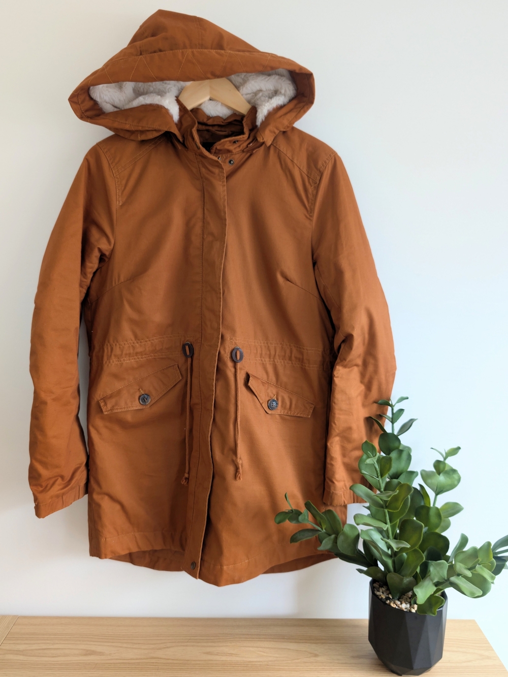 Love Tree Rust Hooded Cotton Coat